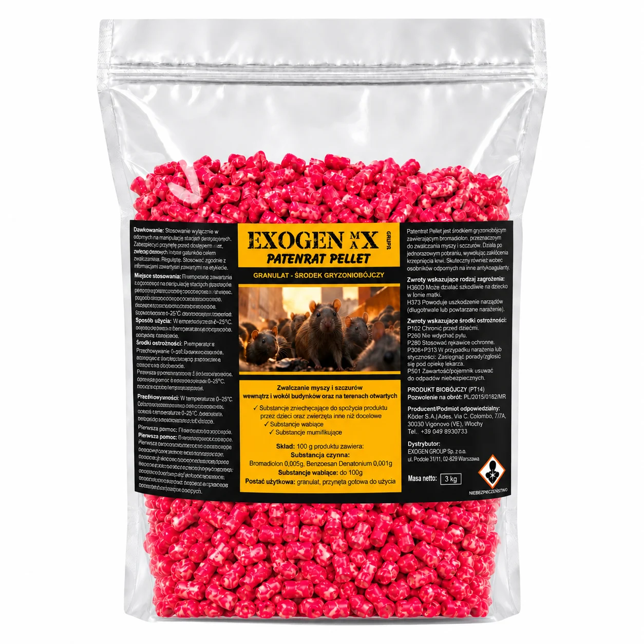EXOGEN MAX® Patenrat Pellet 3 kg – granulat na myszy i szczury