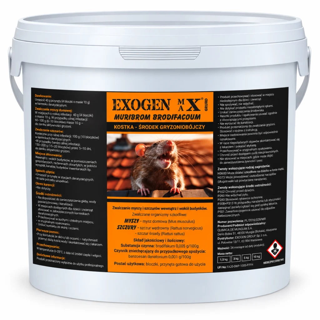 EXOGEN MAX® Muribrom Brodifacoum 5 kg – kostka na myszy i szczury