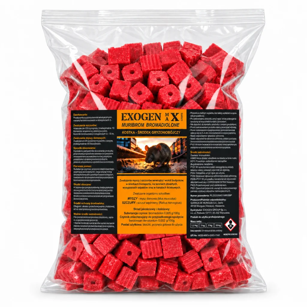 EXOGEN MAX® Muribrom Bromadiolone 3 kg – kostka na myszy i szczury