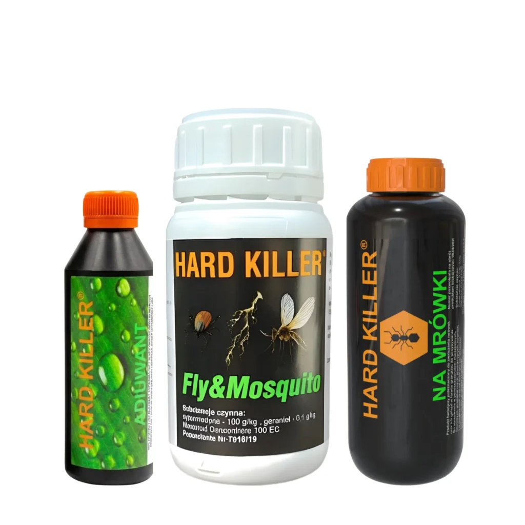 Zestaw HARD KILLER®: Fly&Mosquito 250 ml + utrwalacz oprysku 250 ml + Na Mrówki 200 ml