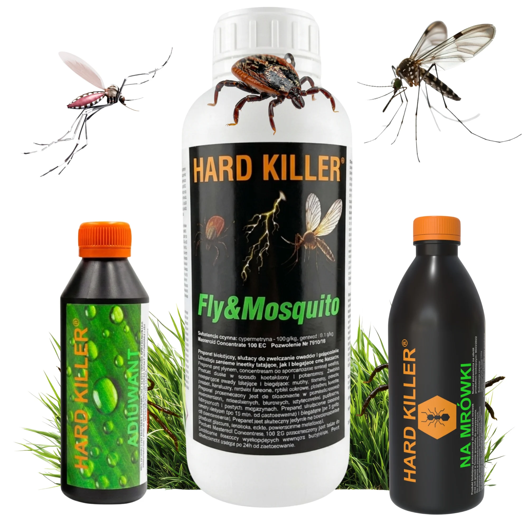 Zestaw HARD KILLER®: Fly&Mosquito 1 l, utrwalacz oprysku 250 ml i Na Mrówki 200 ml