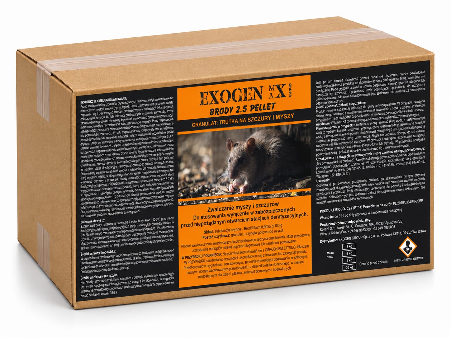 EXOGEN MAX® Brody 2.5 Pellet 20 kg – trutka na myszy i szczury, granulat z brodifakum