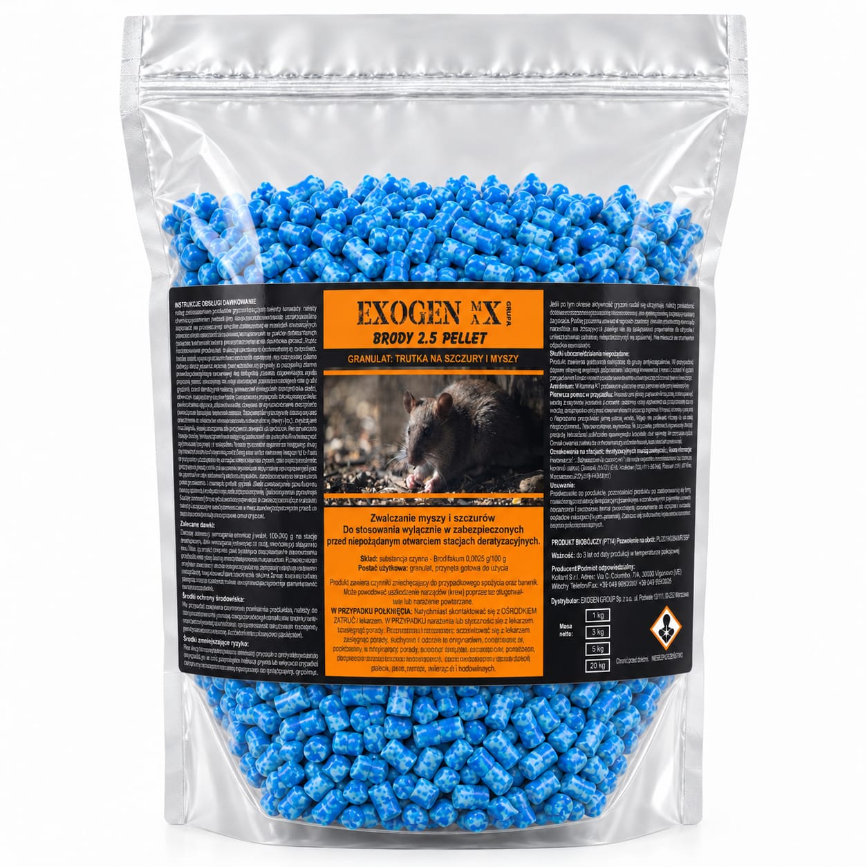 EXOGEN MAX® Brody 2.5 Pellet 5 kg – trutka na myszy i szczury, granulat z brodifakum