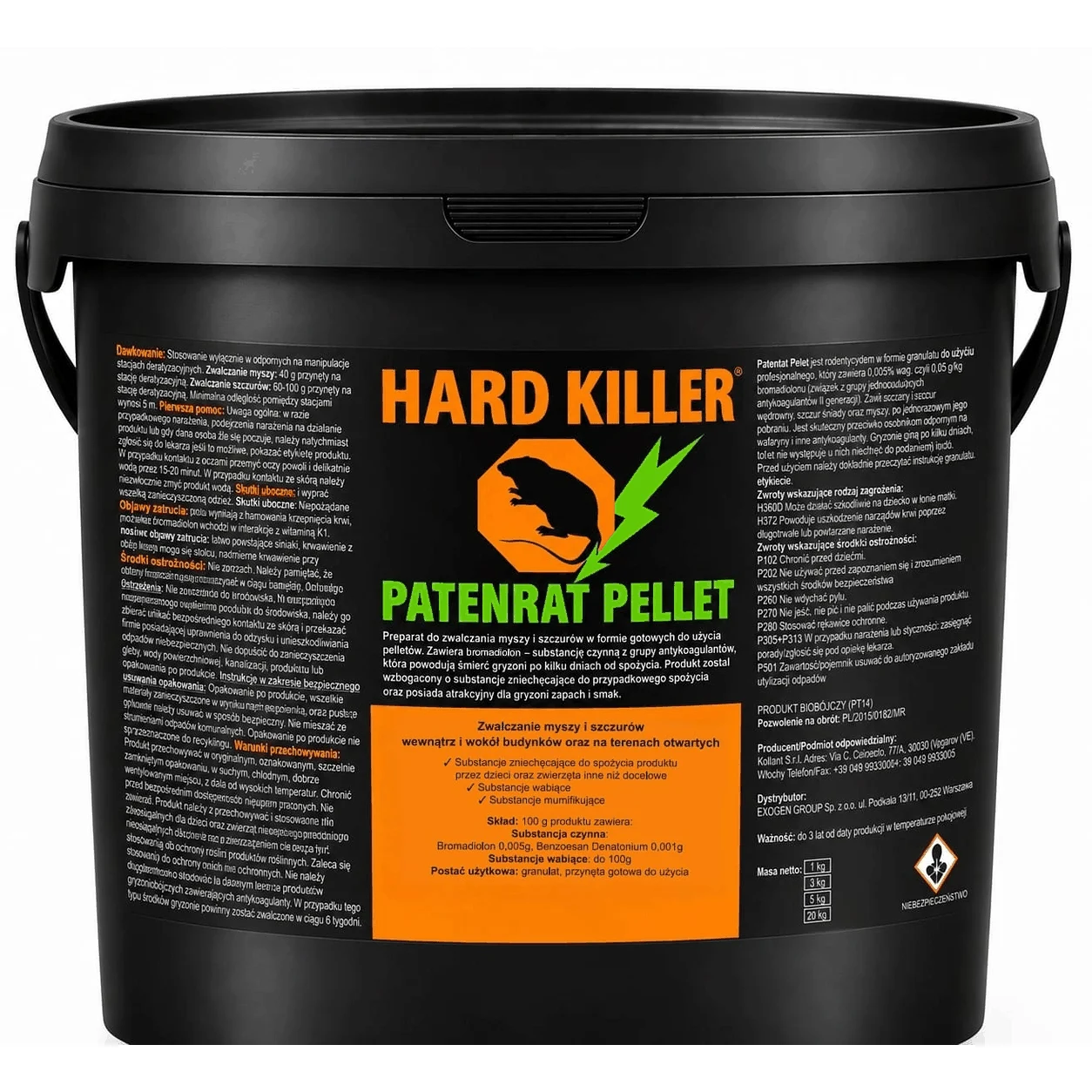 HARD KILLER® Patenrat Pellet 5 kg – trutka na myszy i szczury, granulat