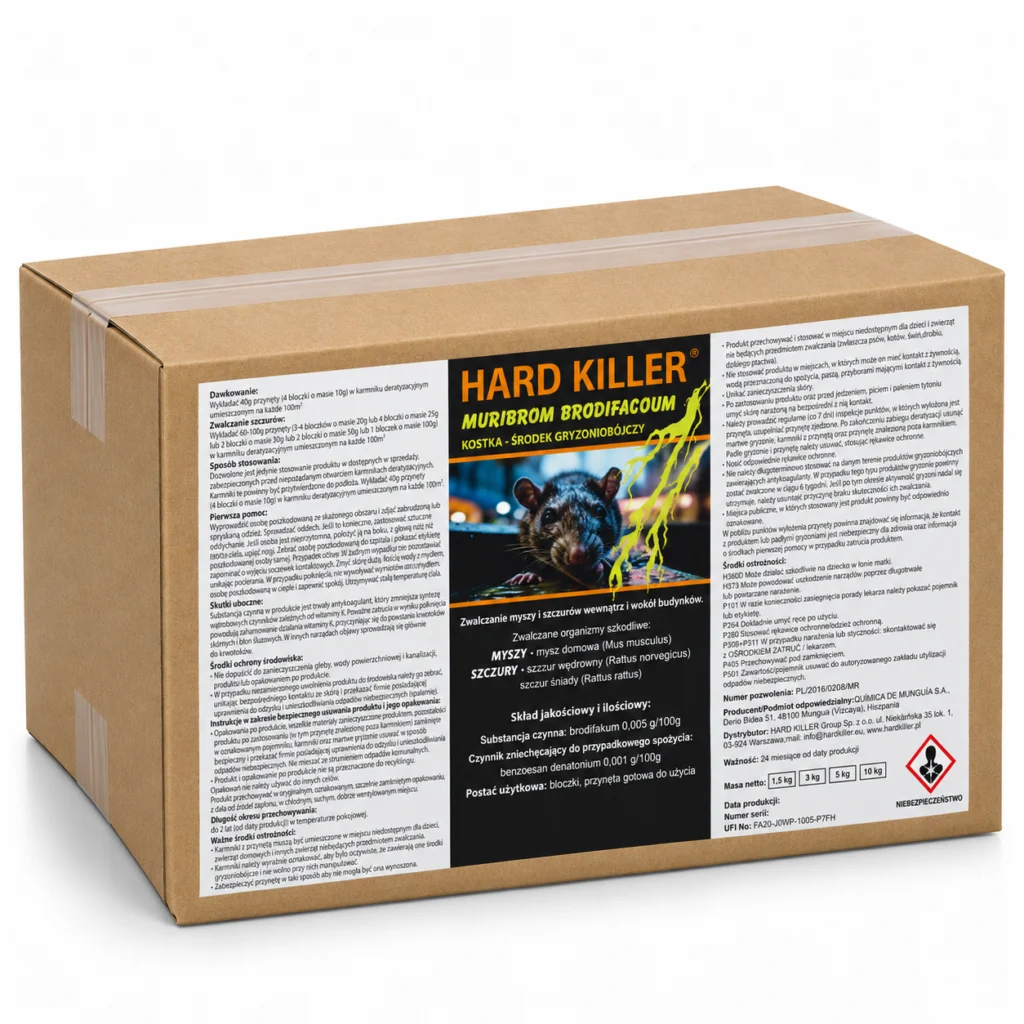 HARD KILLER® Muribrom Brodifacoum 10 kg – kostka woskowa na myszy i szczury