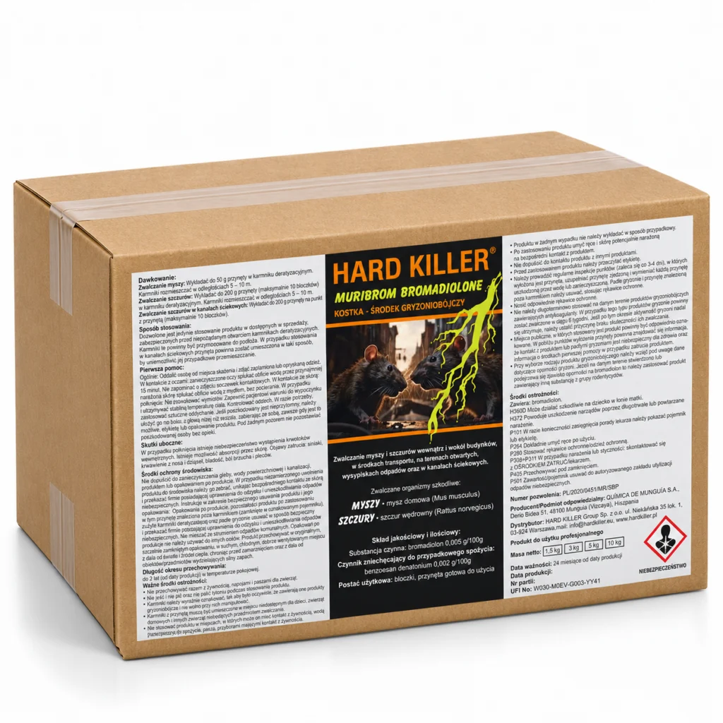 HARD KILLER® Muribrom Bromadiolon 10 kg – kostka woskowa na myszy i szczury
