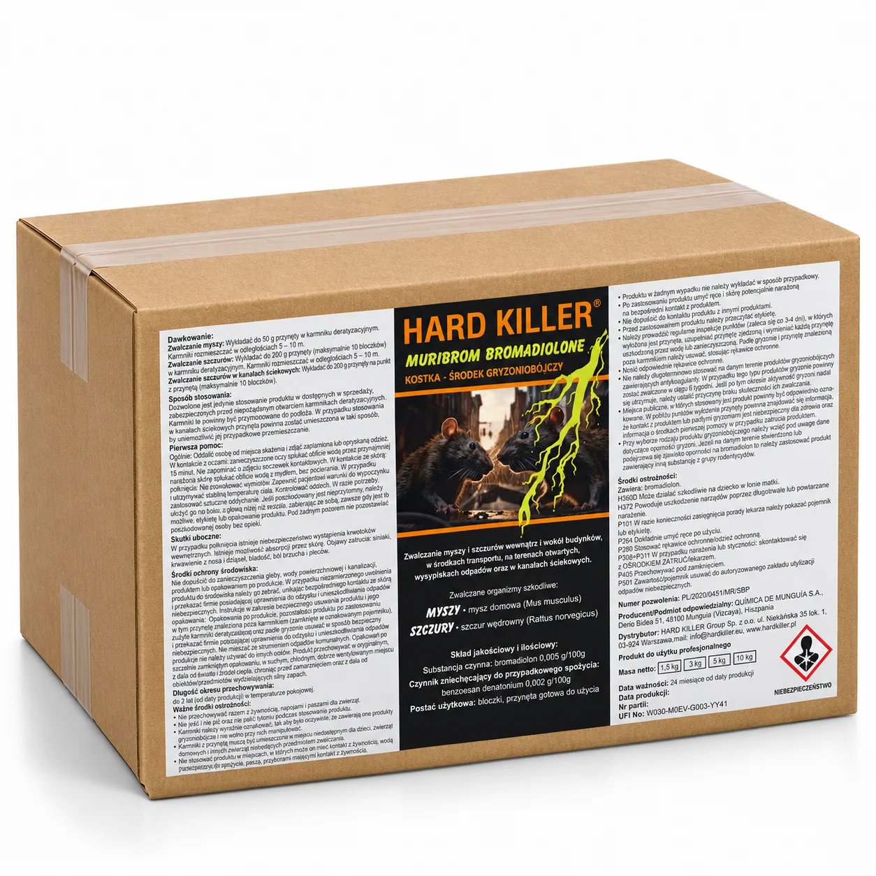 HARD KILLER® Muribrom Bromadiolon 10 kg – kostka woskowa na myszy i szczury